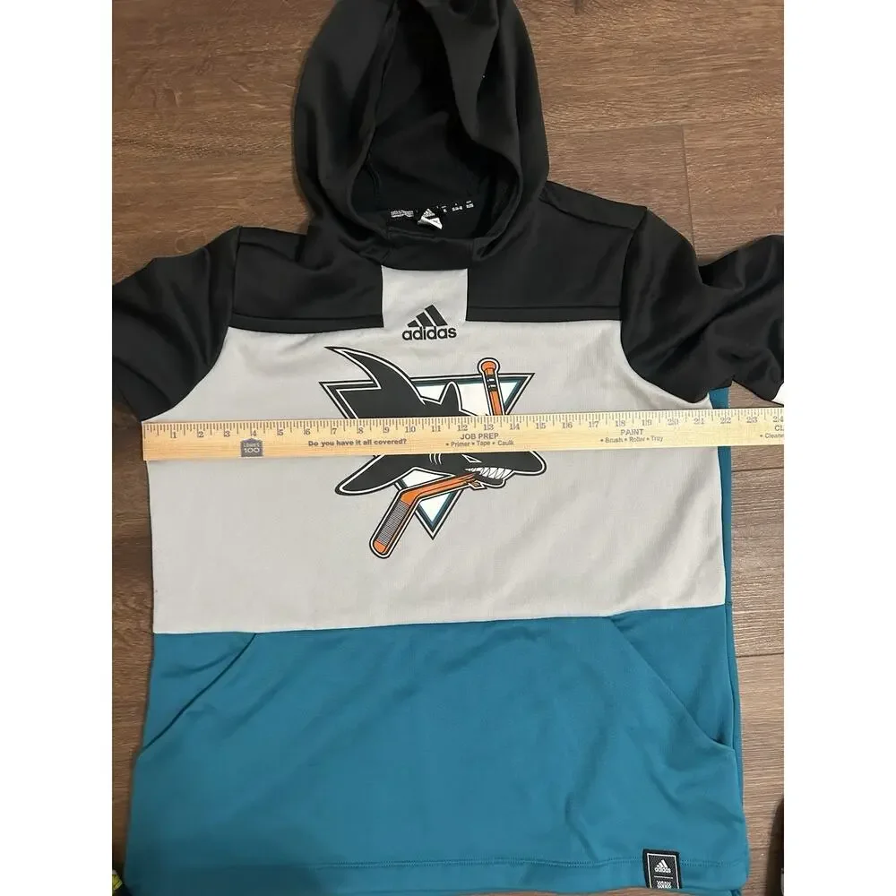 Youth XL San Jose Sharks adidas Gray/Teal Reverse Retro Pullover Hoodie